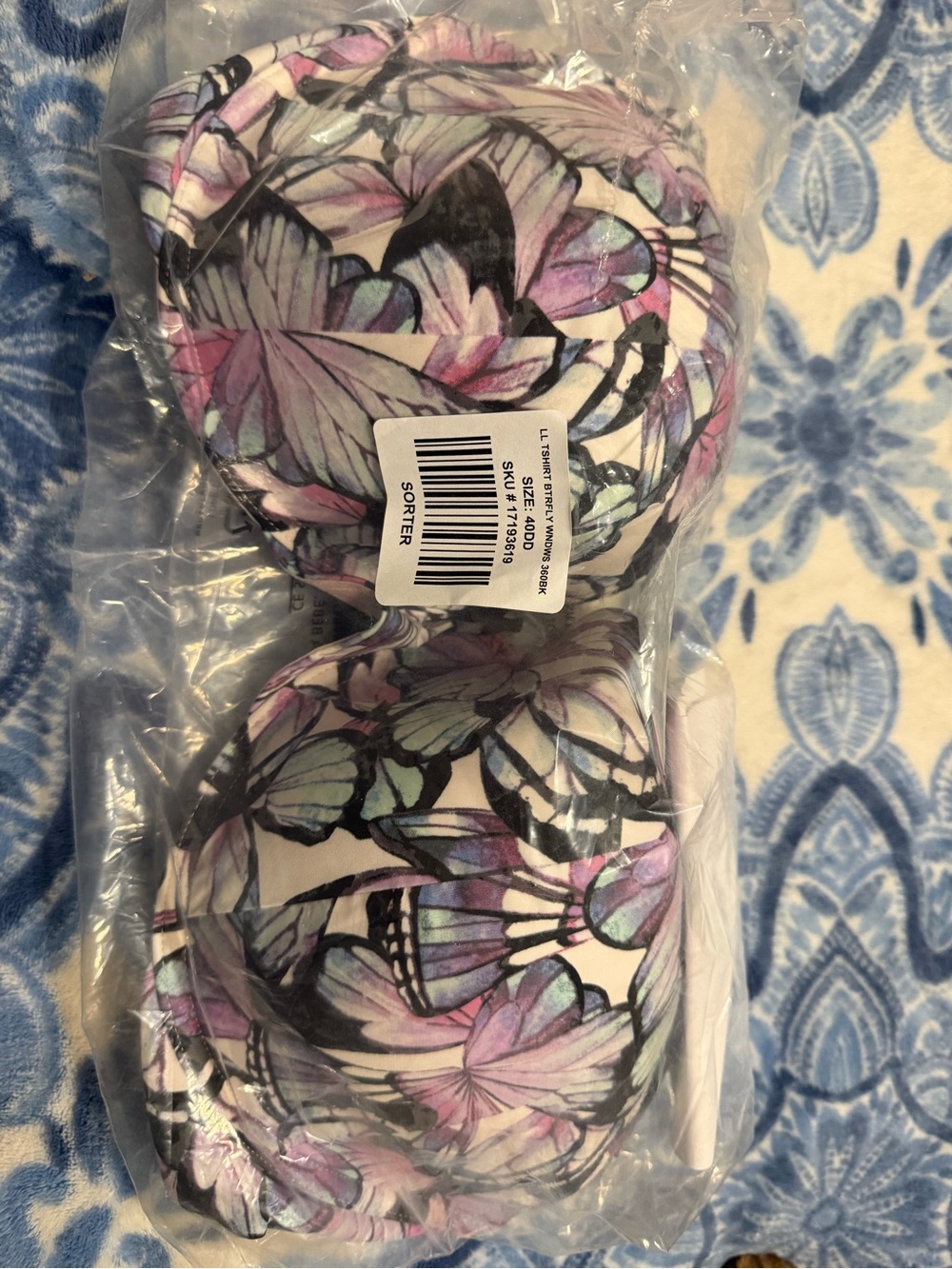 Torrid Butterfly Print lightly Padded  Bra - Lavender, Mint, Black size 40dd NWT